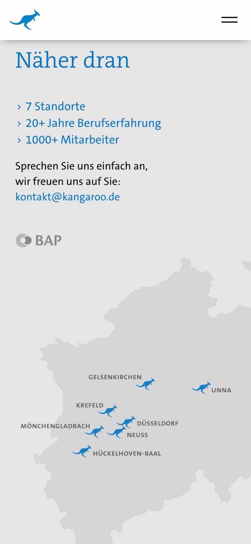 Landkarte NRW mit Standorten